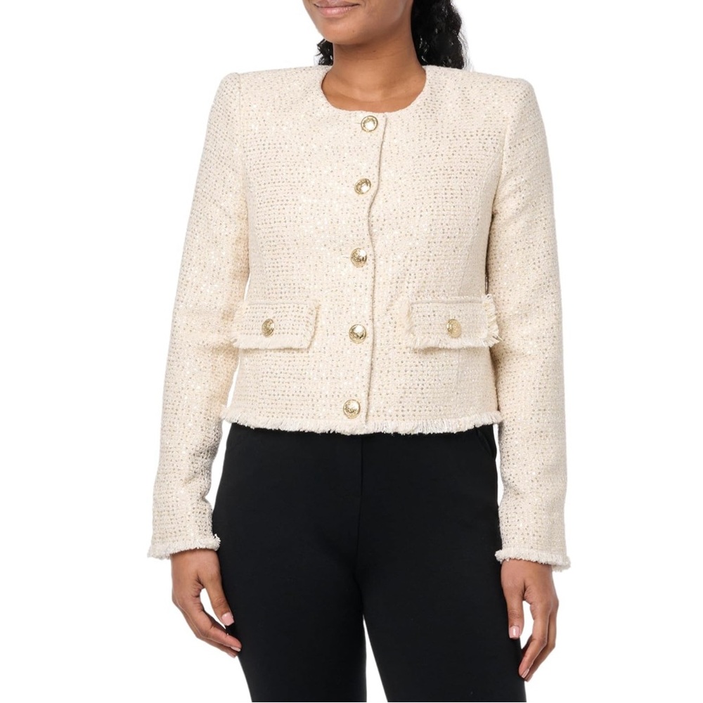 BCBGMaxAzria Navy Blazer with Tailored Fit and Classic Lapels